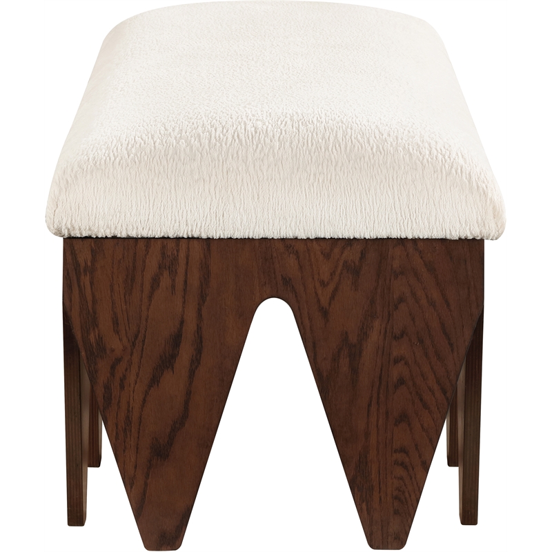 Meridian Furniture Altair Cream Velour Fur Fabric Bench