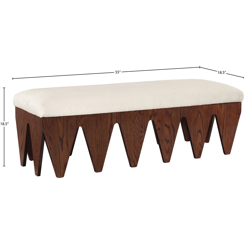 Meridian Furniture Altair Cream Velour Fur Fabric Bench