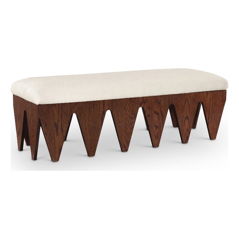 Meridian Furniture Altair Cream Velour Fur Fabric Bench