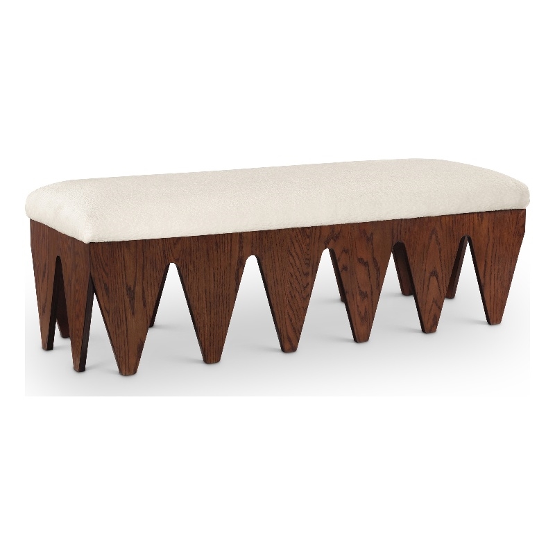 Meridian Furniture Altair Cream Velour Fur Fabric Bench