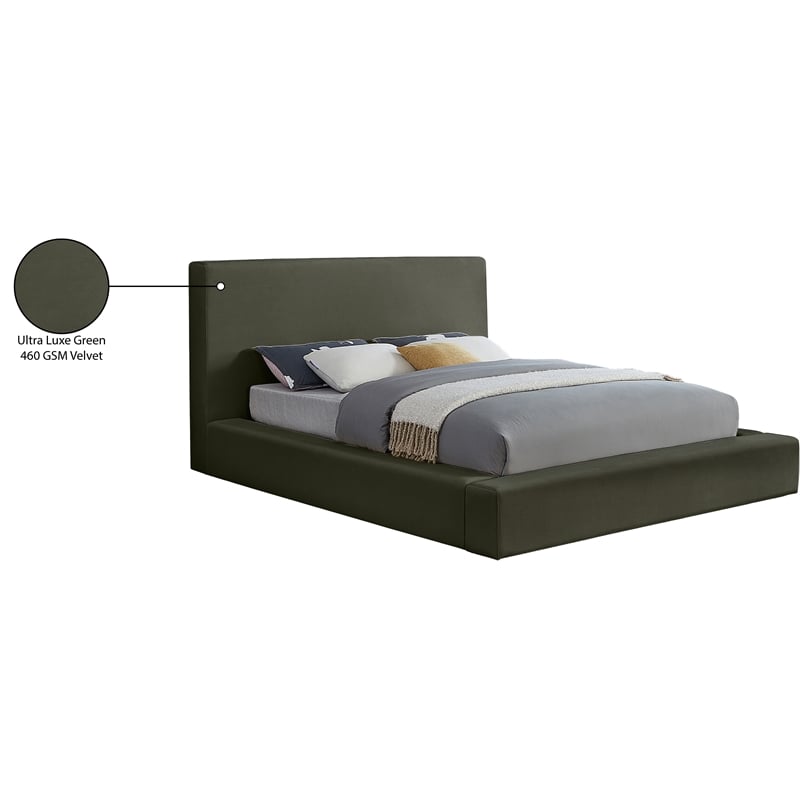 Meridian Furniture Dorian Green Velvet Queen Bed