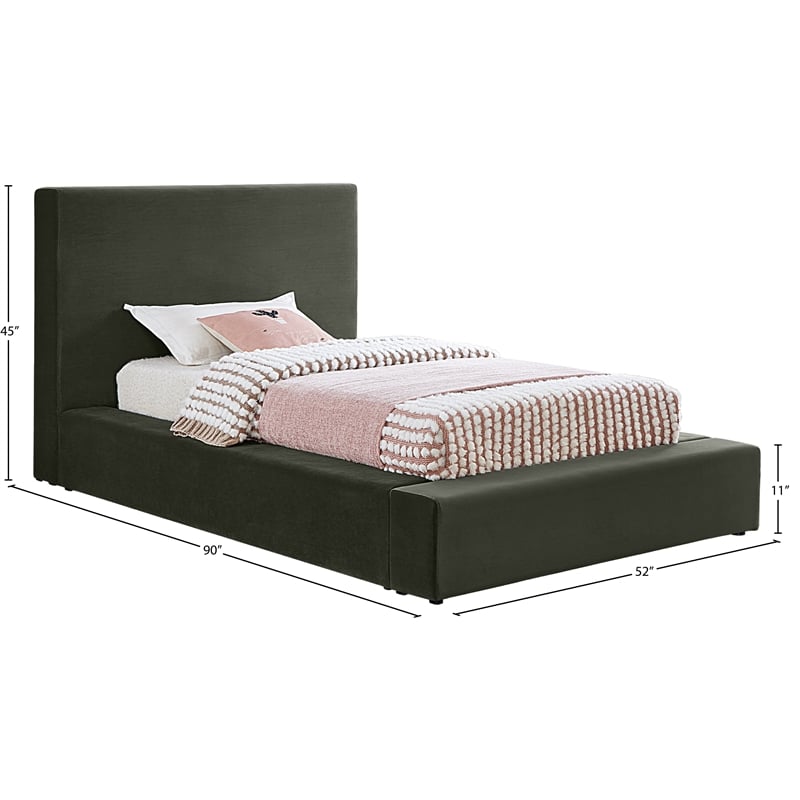 Meridian Furniture Dorian Green Velvet Twin Bed