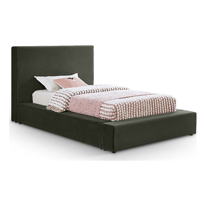 Meridian Furniture Dorian Green Velvet Twin Bed