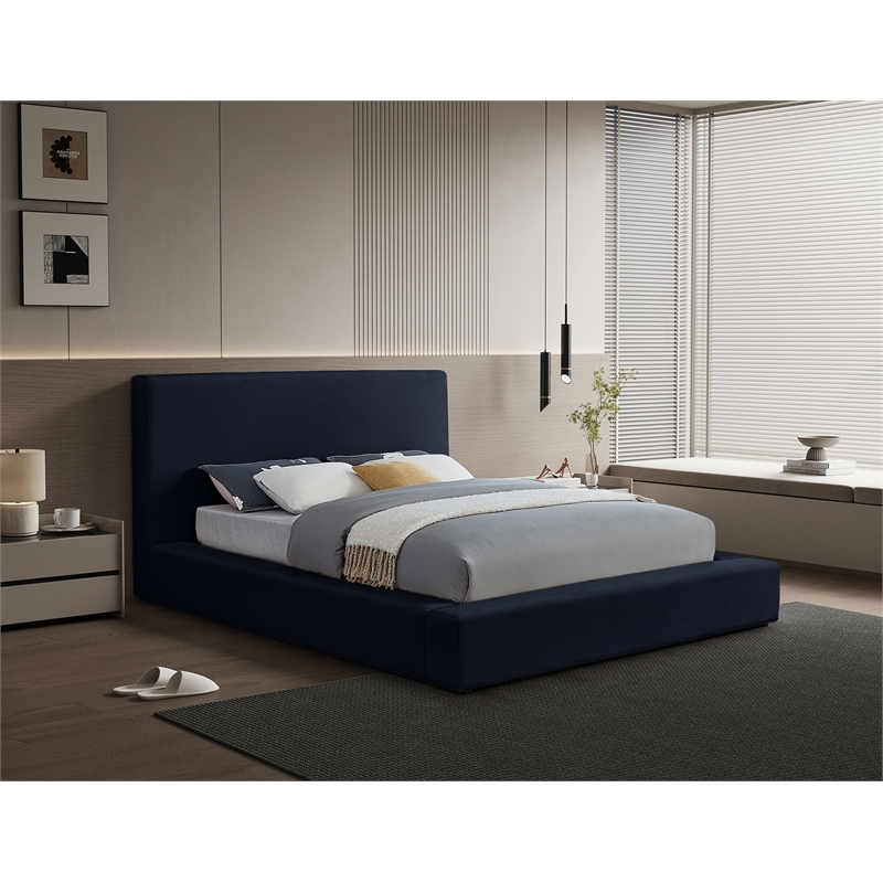 Meridian Furniture Dorian Navy Velvet King Bed