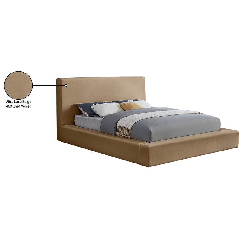 Meridian Furniture Dorian Beige Velvet Full Bed