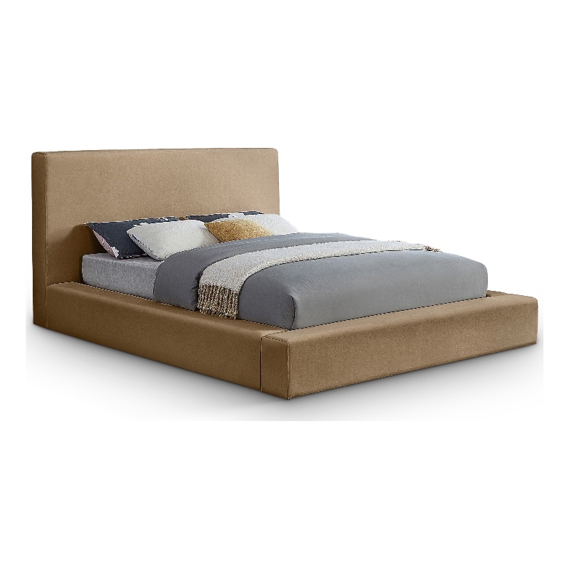 Meridian Furniture Dorian Beige Velvet King Bed