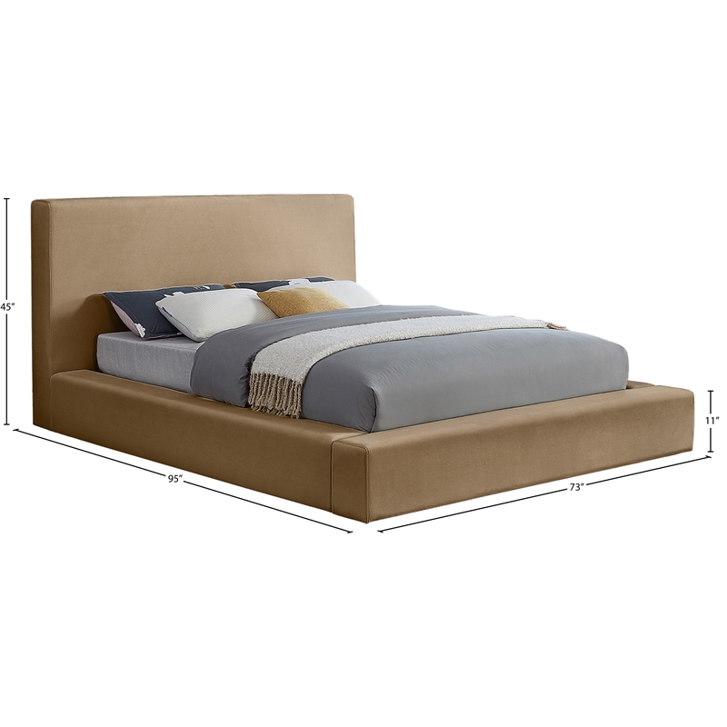 Meridian Furniture Dorian Beige Velvet Queen Bed