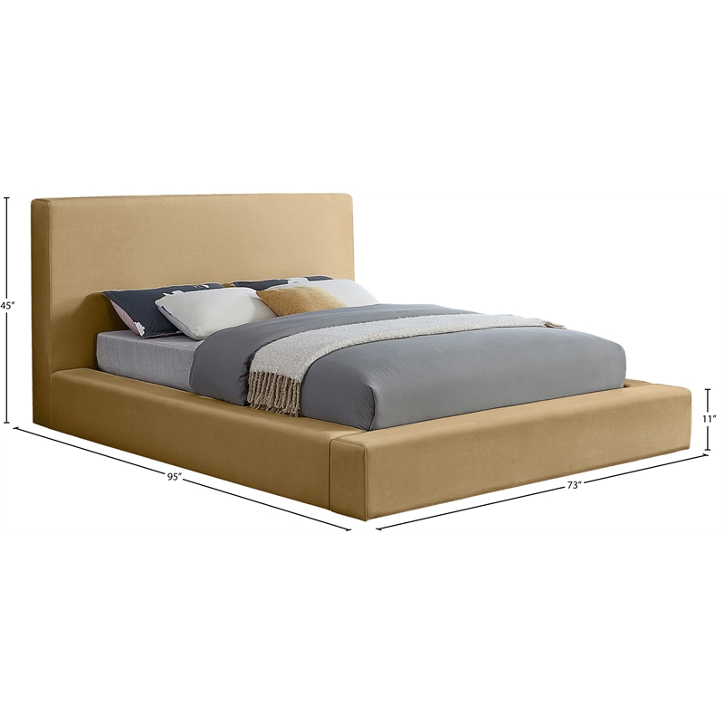 Meridian Furniture Dorian Camel Velvet Queen Bed