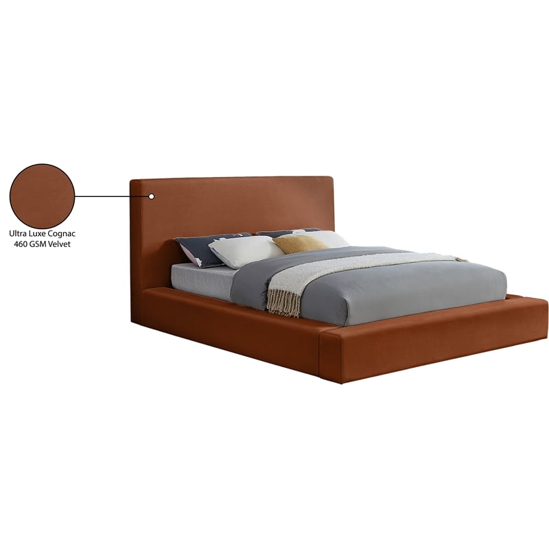 Meridian Furniture Dorian Cognac Velvet King Bed