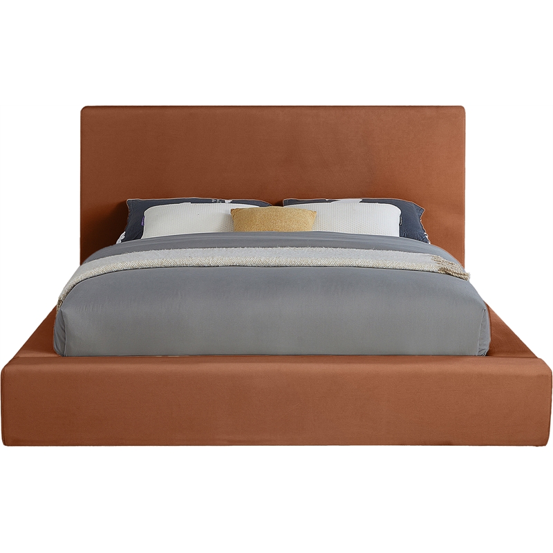 Meridian Furniture Dorian Cognac Velvet Queen Bed
