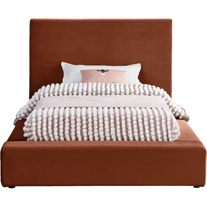 Meridian Furniture Dorian Cognac Velvet Twin Bed