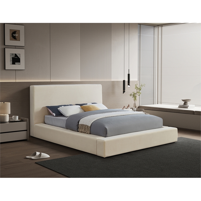 Meridian Furniture Dorian Cream Velvet King Bed