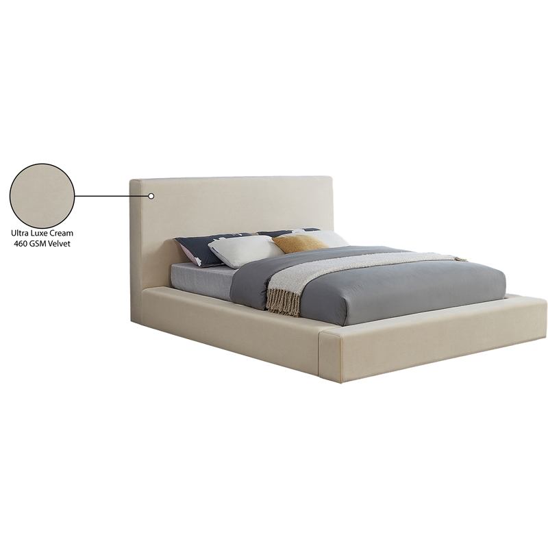 Meridian Furniture Dorian Cream Velvet Queen Bed