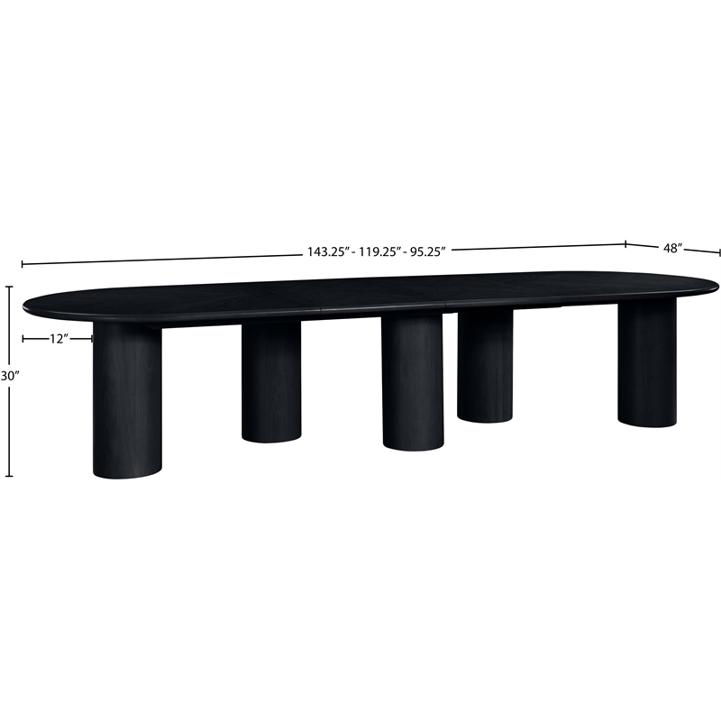 Meridian Furniture Dolan Black Wood and Oak Veneer Dining Table