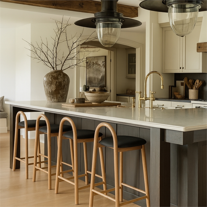 Meridian Furniture Calvin Black Vegan Leather Stool (Set of 2)