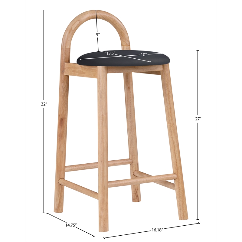 Meridian Furniture Calvin Black Vegan Leather Stool (Set of 4)