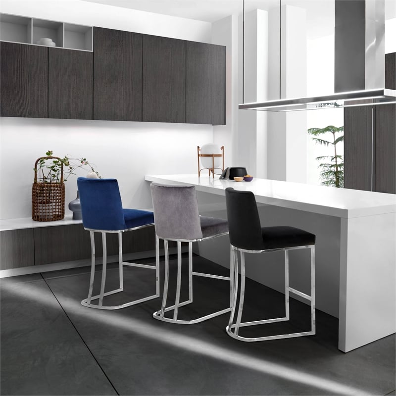 Meridian Furniture Heidi Navy Velvet Stool (Set of 2)