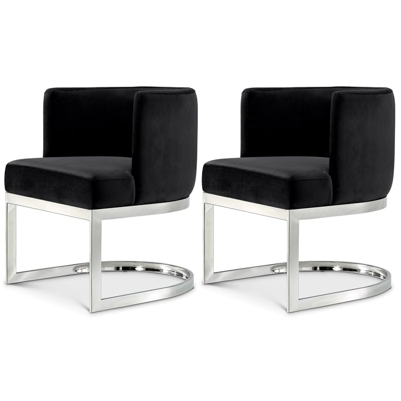 Meridian Furniture Gianna Black Velvet Dining Chair (Set of 2)