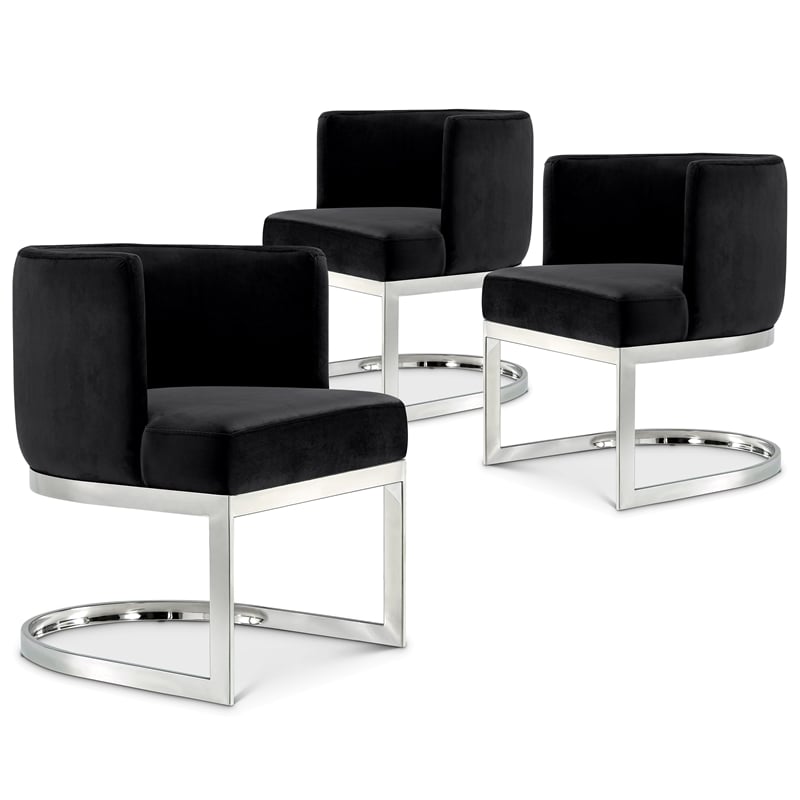 Meridian Furniture Gianna Black Velvet Dining Chair (Set of 3)