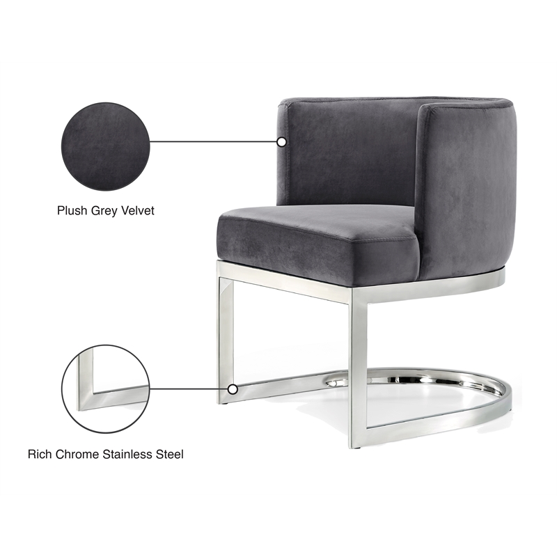Meridian Furniture Gianna Grey Velvet Dining Chair (Set of 2)