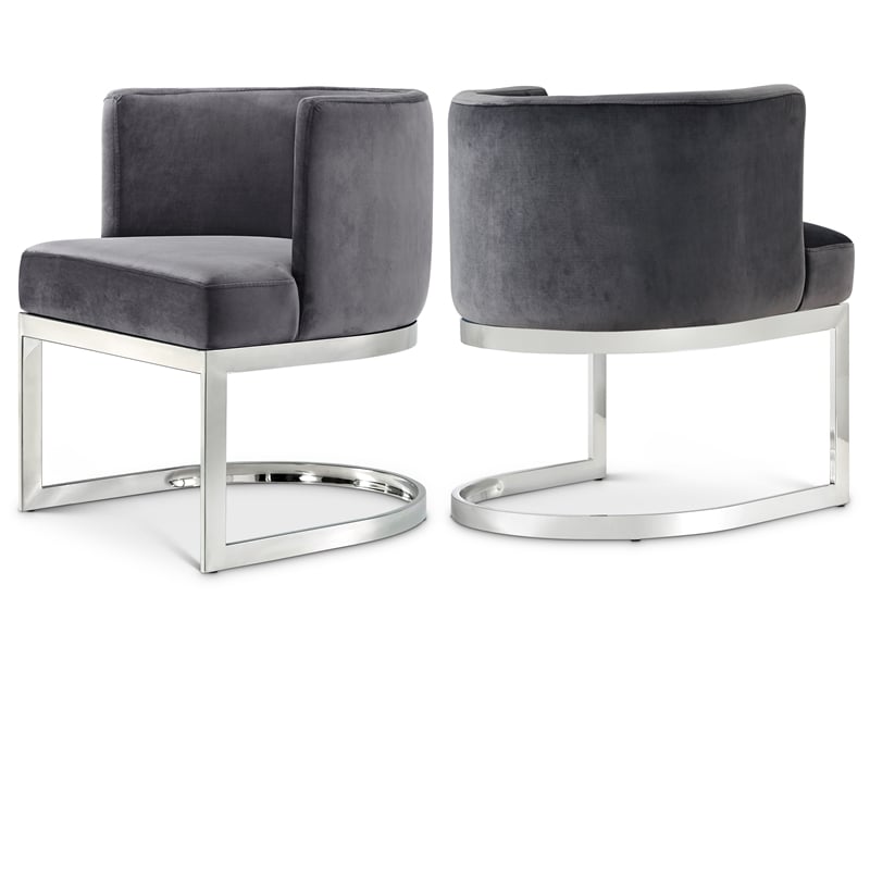 Meridian Furniture Gianna Grey Velvet Dining Chair (Set of 3)