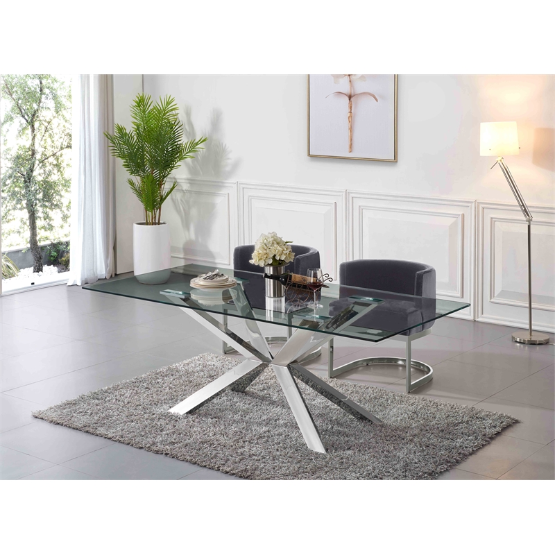 Meridian Furniture Gianna Grey Velvet Dining Chair (Set of 3)