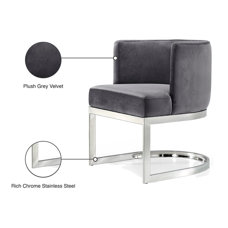 Meridian Furniture Gianna Grey Velvet Dining Chair (Set of 3)