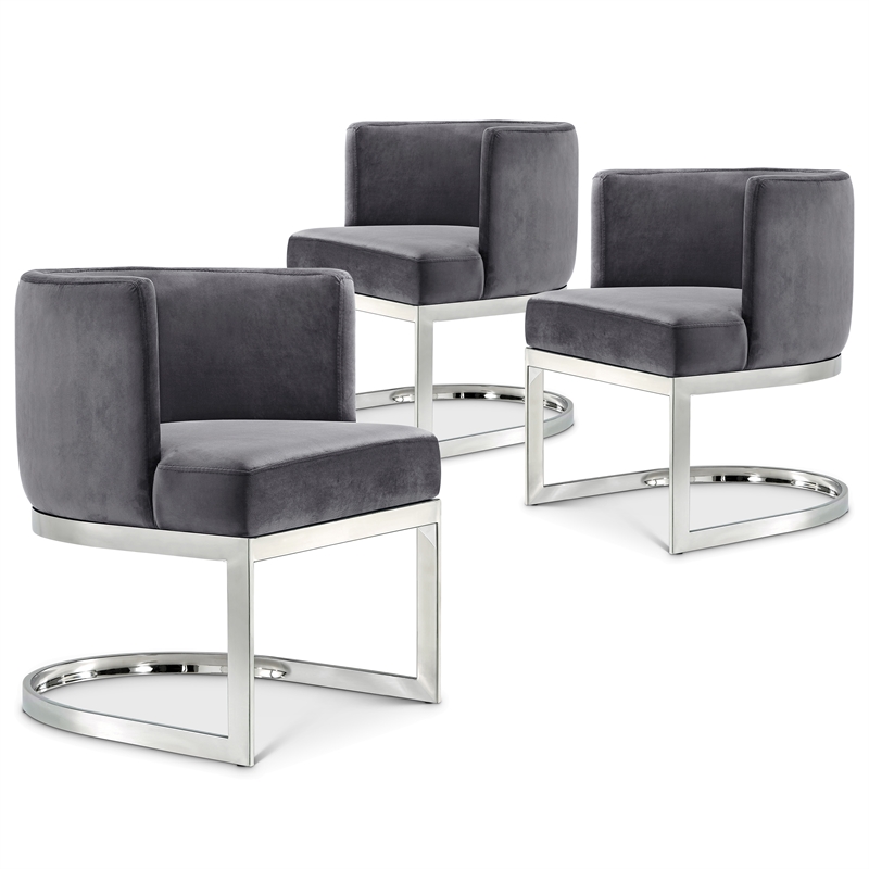 Meridian Furniture Gianna Grey Velvet Dining Chair (Set of 3)