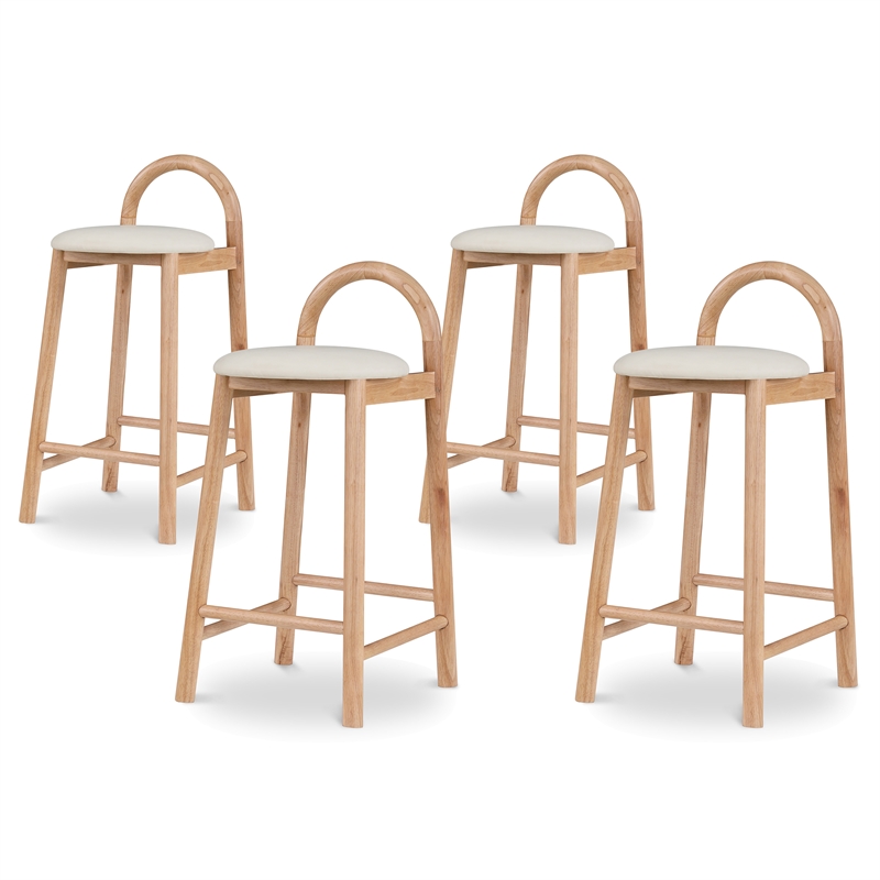 Meridian Furniture Calvin Cream Vegan Leather Stool (Set of 4)