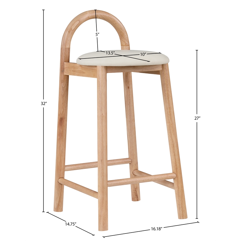 Meridian Furniture Calvin Cream Vegan Leather Stool (Set of 4)