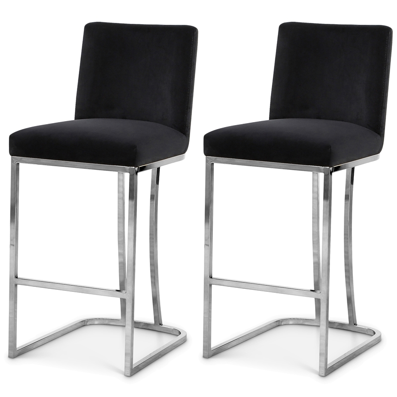 Meridian Furniture Heidi Black Velvet Stool (Set of 2)