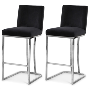 Meridian Furniture Heidi Black Velvet Stool (Set of 2)