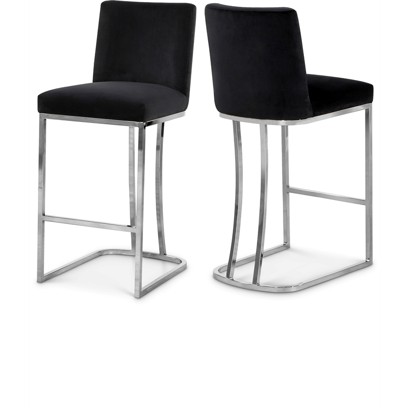 Meridian Furniture Heidi Black Velvet Stool (Set of 3)
