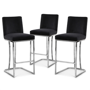 Meridian Furniture Heidi Black Velvet Stool (Set of 3)