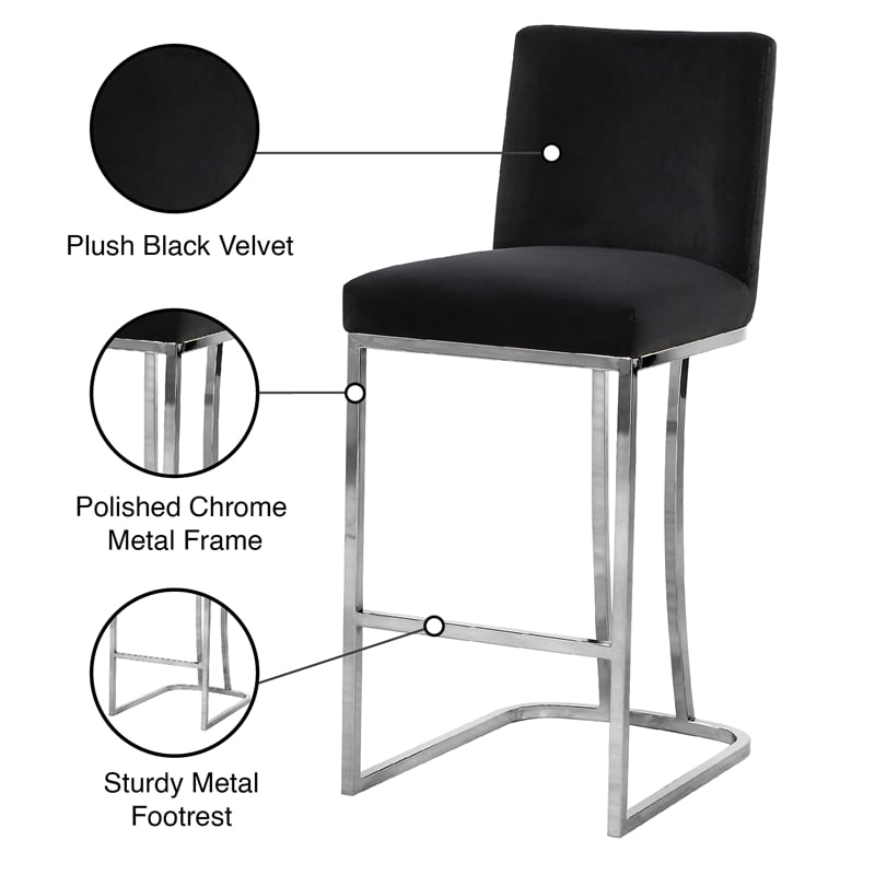 Meridian Furniture Heidi Black Velvet Stool (Set of 4)