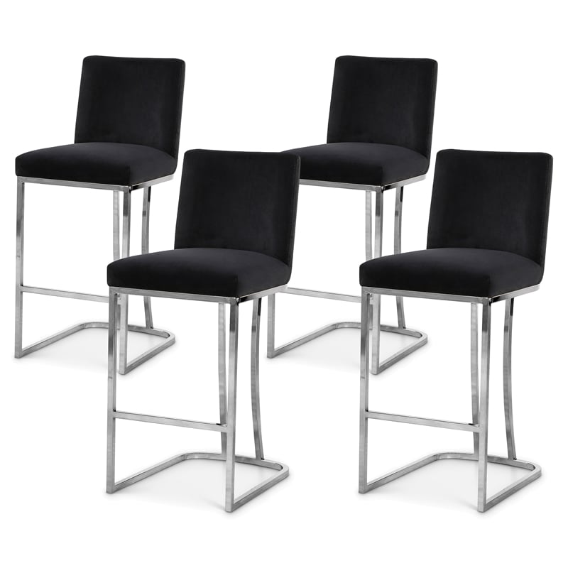 Meridian Furniture Heidi Black Velvet Stool (Set of 4)