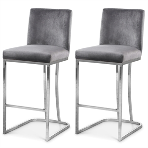 Meridian Furniture Heidi Grey Velvet Stool (Set of 2)