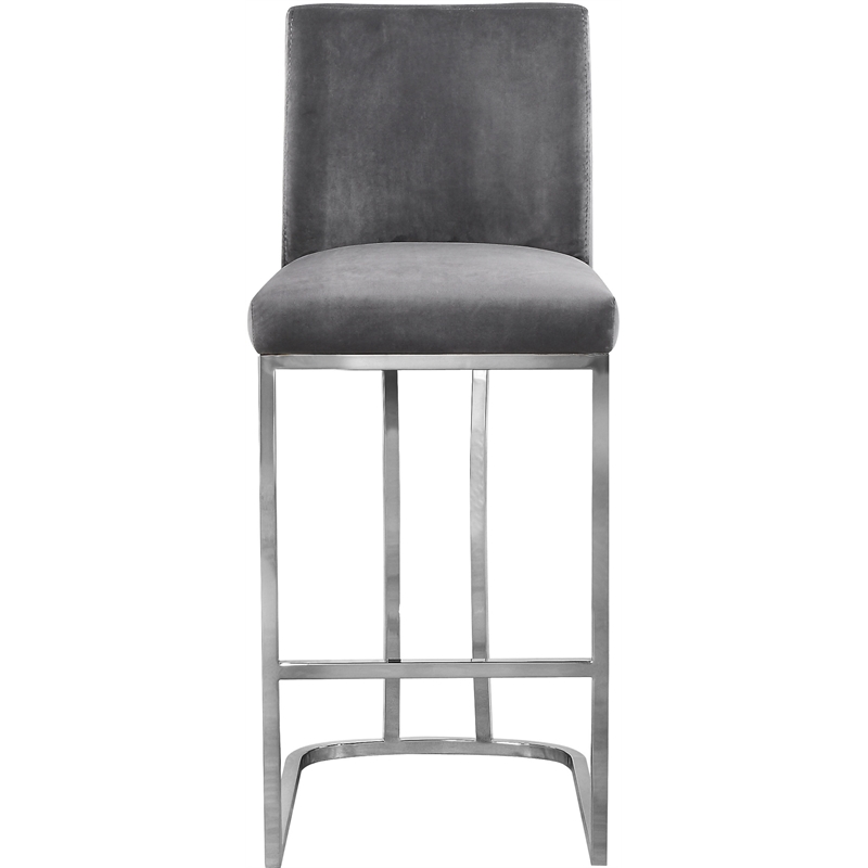 Meridian Furniture Heidi Grey Velvet Stool (Set of 3)