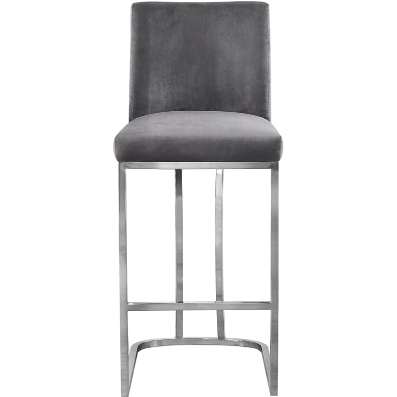 Meridian Furniture Heidi Grey Velvet Stool (Set of 4)