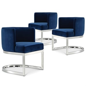 meridian furniture gianna navy velvet dining chair (set of 3)