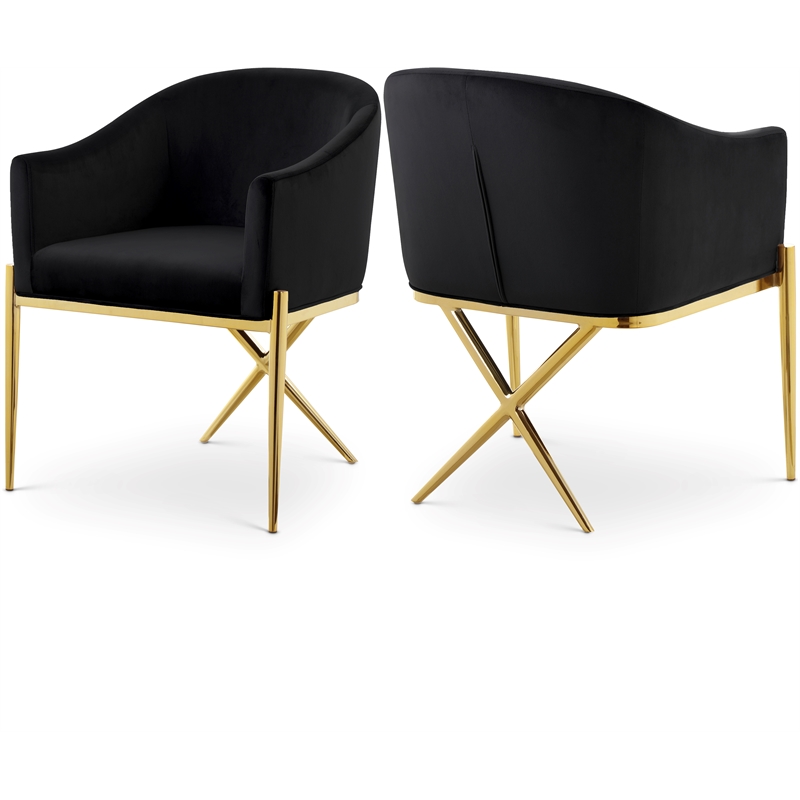 Meridian Furniture Xavier Black Velvet Dining Chair (Set of 2)