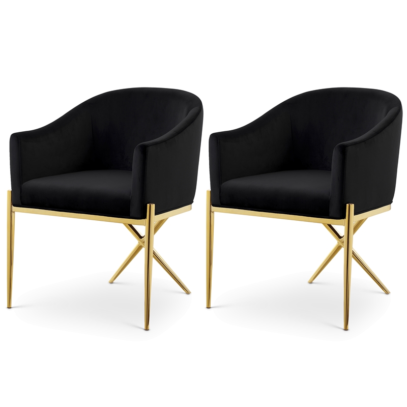 Meridian Furniture Xavier Black Velvet Dining Chair (Set of 2)