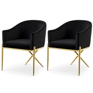 Meridian Furniture Xavier Black Velvet Dining Chair (Set of 2)