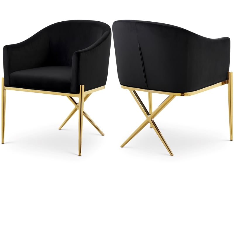 Meridian Furniture Xavier Black Velvet Dining Chair (Set of 3)