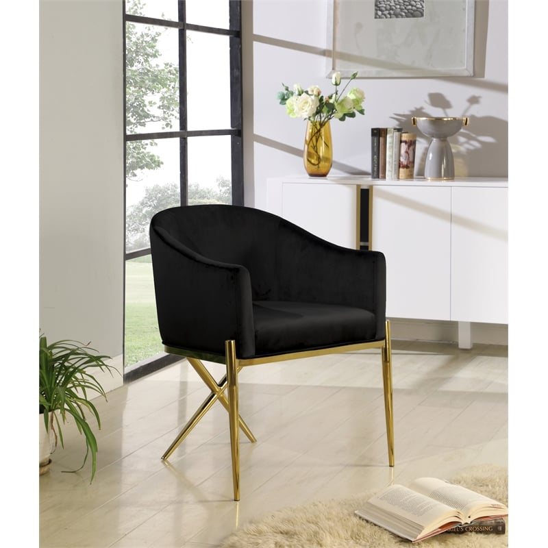 Meridian Furniture Xavier Black Velvet Dining Chair (Set of 3)