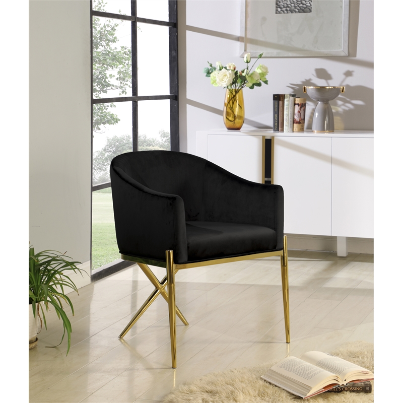 Meridian Furniture Xavier Black Velvet Dining Chair (Set of 4)