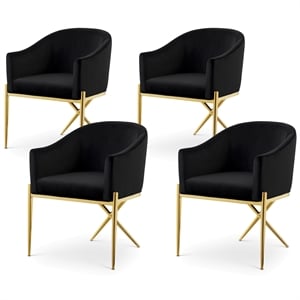 Meridian Furniture Xavier Black Velvet Dining Chair (Set of 4)