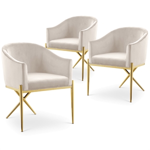 Meridian Furniture Xavier Cream Velvet Dining Chair (Set of 3)