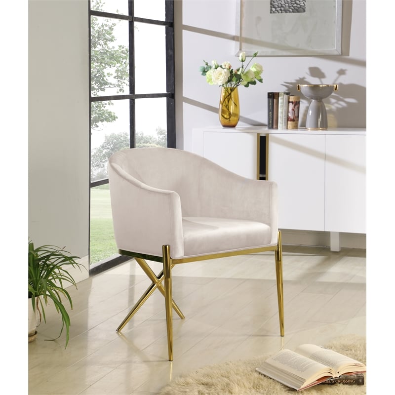 Meridian Furniture Xavier Cream Velvet Dining Chair (Set of 4)
