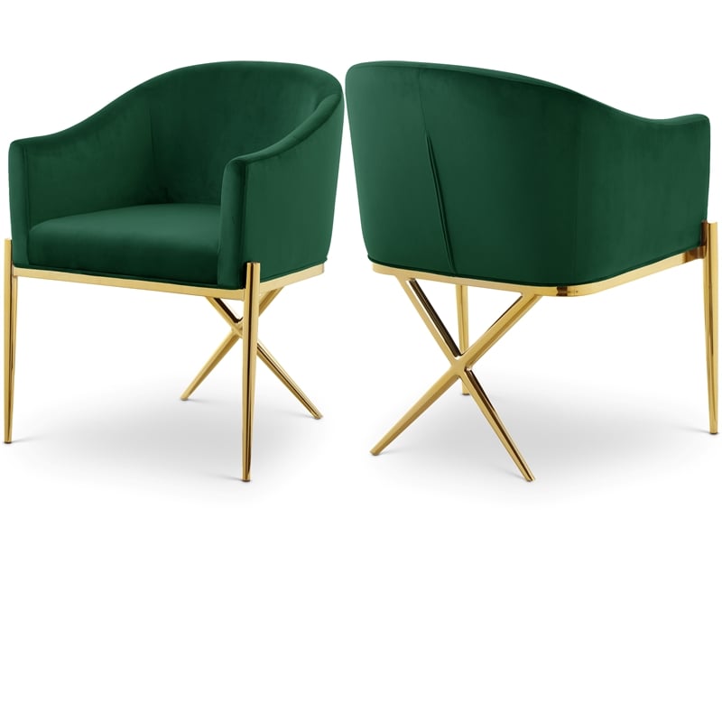 Meridian Furniture Xavier Green Velvet Dining Chair (Set of 2)